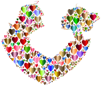 Colorful Couple Silhouette Hearts 4