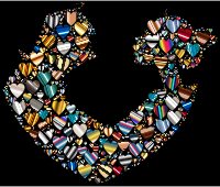 Colorful Couple Silhouette Hearts 5 Variation 2 With Black Background