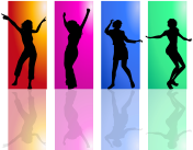 Colorful Dancing Women Silhouette