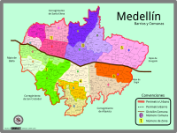 Mapa de Medellín con barrios, comunas y zonas