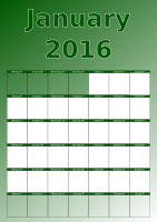 January calendar 2016