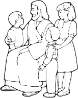 Jesus Teaching Children Line Art
