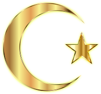 Golden Crescent Moon And Star Enhanced Without Background