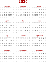 2020 calendar