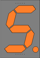 Orange Seven Segment Display: Five