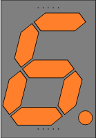Orange Seven Segment Display: Six