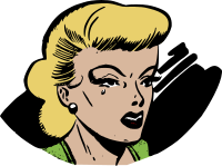 Crying retro woman