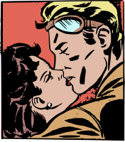 Retro couple kissing