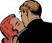 Kissing retro couple