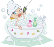 Woman Talking On The Phone In A Bubble Bath