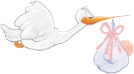 Stork Carrying Baby Girl