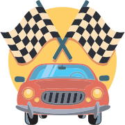 Car And Racing Flags Icon