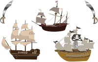 Three Pirate Ships