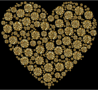 Gold Petals Heart With Background