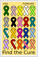 Cancer ribbons stamp