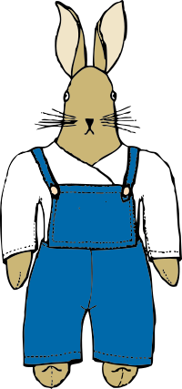 bunny in overalls front view