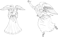 Two Female Angels Line Art