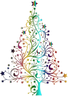 Starry Christmas Tree Prismatic No Background