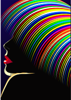Rainbow Hair Woman Silhouette
