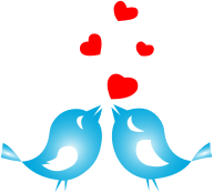 Colored Love Birds With Hearts