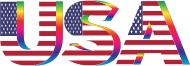 USA Flag Typography Rainbow No Background