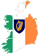 Republic Of Ireland Map Flag With Coat Of Arms