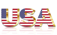 USA Flag Typography Gold With Reflection No Background