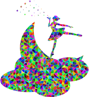 Prismatic Low Poly Ballerina On The Moon