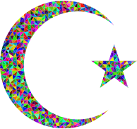 Prismatic Low Poly Crescent And Star
