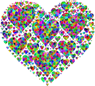 Prismatic Low Poly Hearts In Heart
