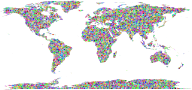 Prismatic Low Poly Triangular World Map High Detail