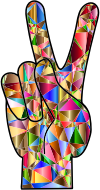 Chromatic Low Poly Peace Hand Sign