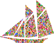 Polychromatic Tiled Sailboat