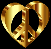 3D Peace Heart Mark II Gold Variation 2 Enhanced Contrast With Background