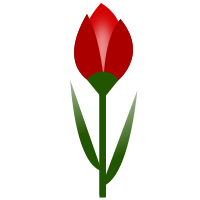 TULIP Simple Red Flower- 3-color- with slight glow