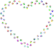 Colorful Paw Prints Heart Mark II