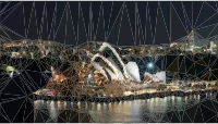 Low Poly Sydney Opera House Night Scene