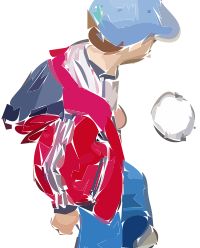 a boy plays soccer