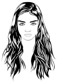Woman With Cold Stare Line Art