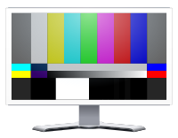 White LCD monitor with color bars