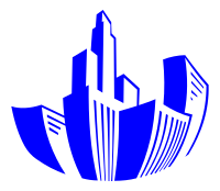 Distorted Buildings Icon Blue