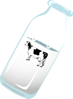 Bottle of milk with cow