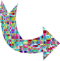 Chromatic Checkered Crystalline Curved Arrow