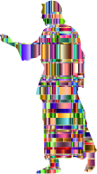 Checkered Chromatic Jesus Christ Silhouette