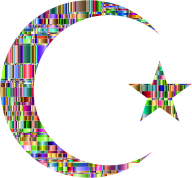 Checkered Chromatic Crescent And Star