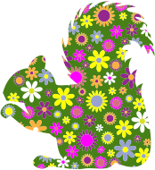 Retro Floral Squirrel Profile