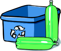 Recycling bin and bottles