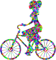Low Poly Prismatic Girl On Bike