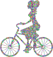 Low Poly Prismatic Girl On Bike High Detail
