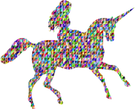 Chromatic Triangular Woman Riding Unicorn